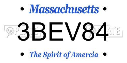 3BEV84 Massachusetts License Plate