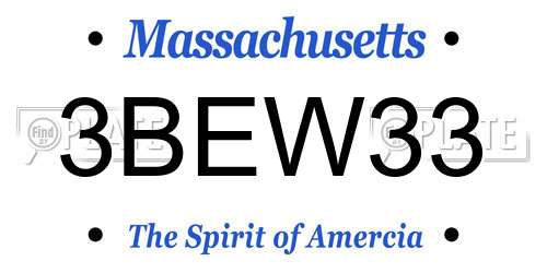 3BEW33 Massachusetts License Plate