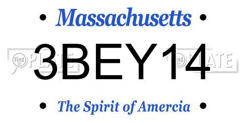 3BEY14 Massachusetts License Plate
