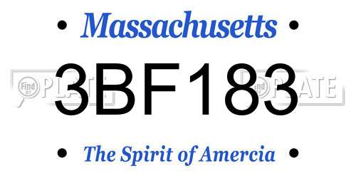 3BF183 Massachusetts License Plate