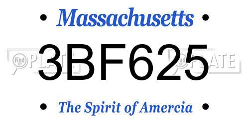 3BF625 Massachusetts License Plate
