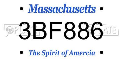 3BF886 Massachusetts License Plate