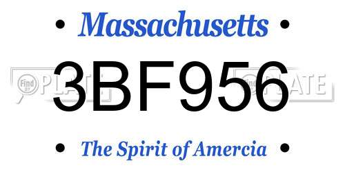 3BF956 Massachusetts License Plate