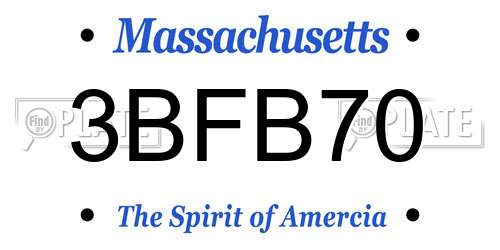 3BFB70 Massachusetts License Plate