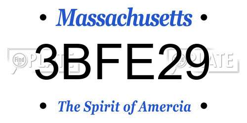 3BFE29 Massachusetts License Plate