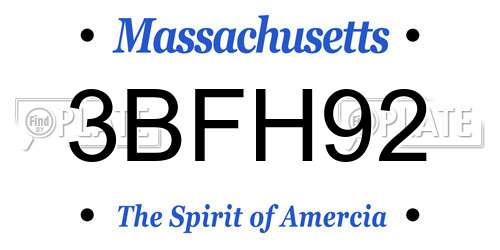 3BFH92 Massachusetts License Plate