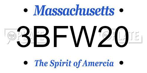 3BFW20 Massachusetts License Plate