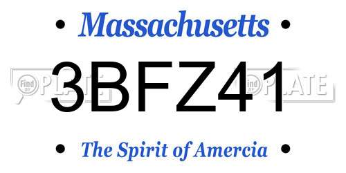 3BFZ41 Massachusetts License Plate