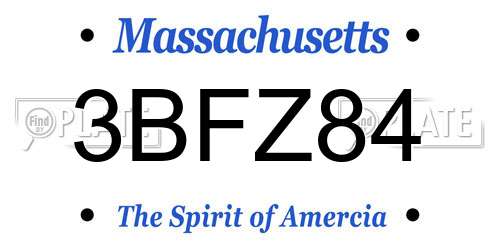 3BFZ84 Massachusetts License Plate