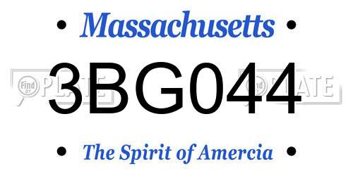 3BG044 Massachusetts License Plate