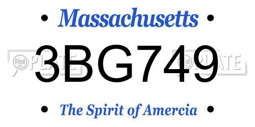3BG749 Massachusetts License Plate