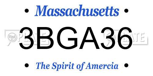 3BGA36 Massachusetts License Plate