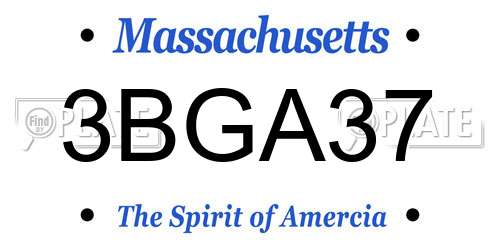 3BGA37 Massachusetts License Plate