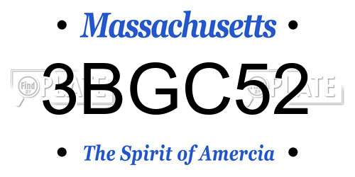 3BGC52 Massachusetts License Plate