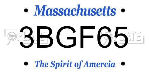 3BGF65 Massachusetts License Plate