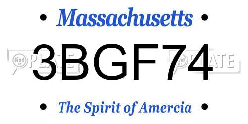 3BGF74 Massachusetts License Plate