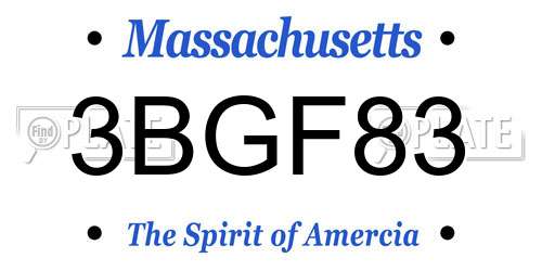 3BGF83 Massachusetts License Plate