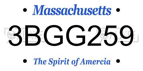 3BGG259 Massachusetts License Plate