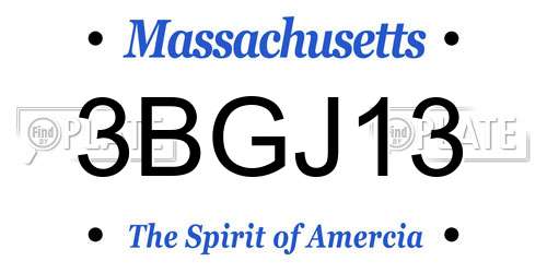 3BGJ13 Massachusetts License Plate