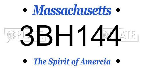 3BH144 Massachusetts License Plate