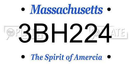 3BH224 Massachusetts License Plate