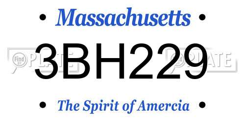 3BH229 Massachusetts License Plate