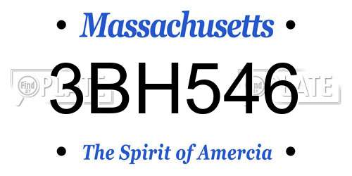 3BH546 Massachusetts License Plate