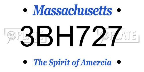 3BH727 Massachusetts License Plate