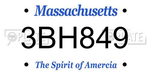 3BH849 Massachusetts License Plate