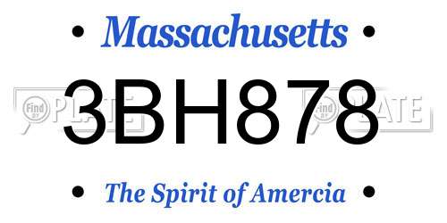 3BH878 Massachusetts License Plate