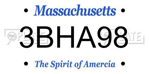 3BHA98 Massachusetts License Plate