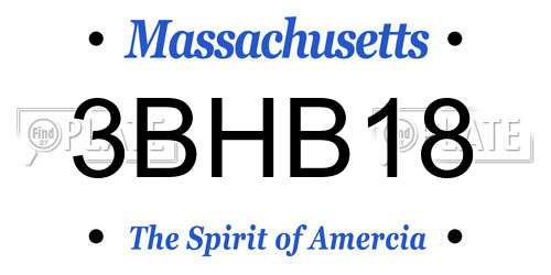 3BHB18 Massachusetts License Plate