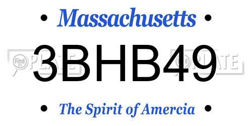 3BHB49 Massachusetts License Plate