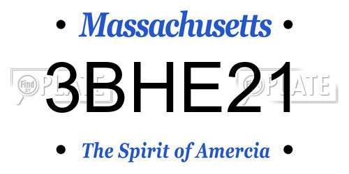 3BHE21 Massachusetts License Plate
