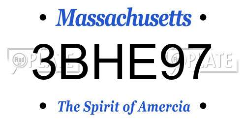 3BHE97 Massachusetts License Plate