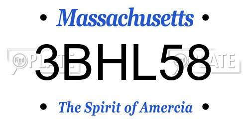 3BHL58 Massachusetts License Plate