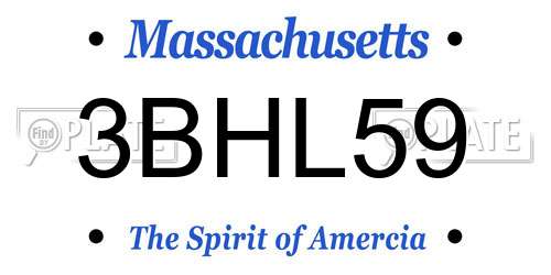 3BHL59 Massachusetts License Plate