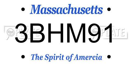 3BHM91 Massachusetts License Plate