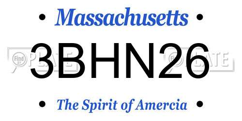 3BHN26 Massachusetts License Plate