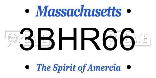 3BHR66 Massachusetts License Plate