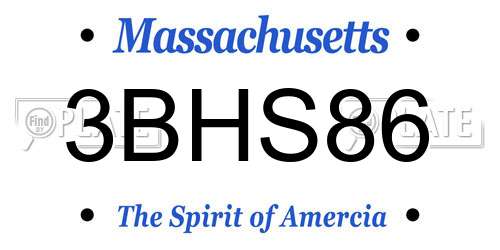3BHS86 Massachusetts License Plate