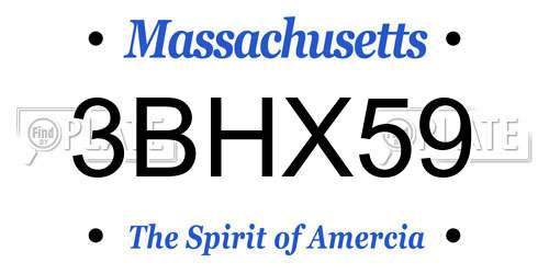 3BHX59 Massachusetts License Plate