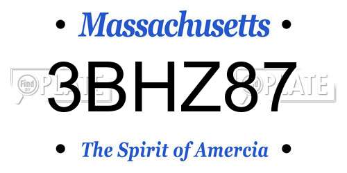 3BHZ87 Massachusetts License Plate