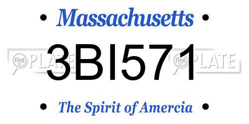 3BI571 Massachusetts License Plate
