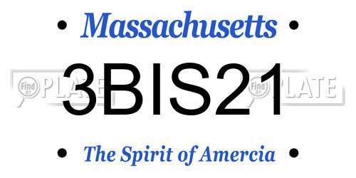 3BIS21 Massachusetts License Plate