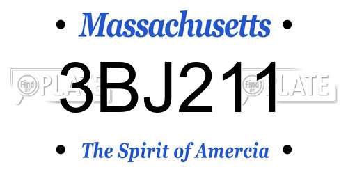 3BJ211 Massachusetts License Plate