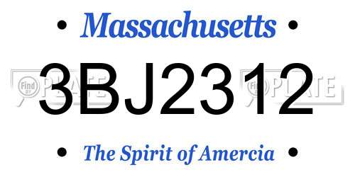 3BJ2312 Massachusetts License Plate