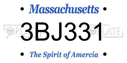3BJ331 Massachusetts License Plate