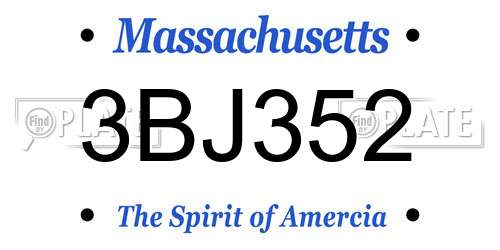 3BJ352 Massachusetts License Plate