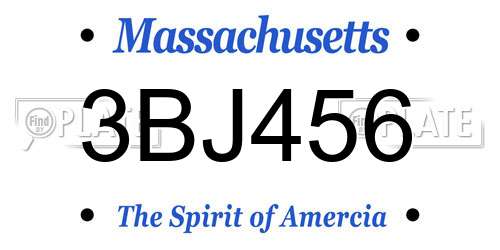 3BJ456 Massachusetts License Plate
